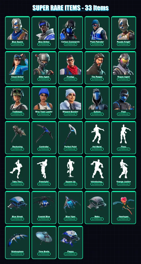 [PS4/PS5/XBOX/PC] | Blue Squire | Blue Striker | Carbon Commando | 79 skin | Lv759