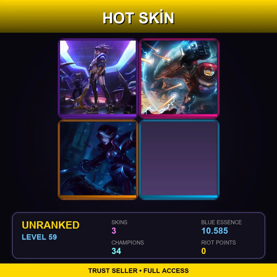 LAS | Lv59 | Unranked | 3 Skin | 34 Champ