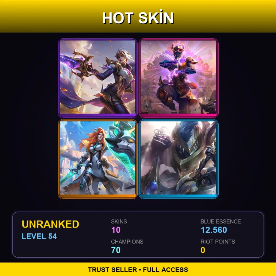 EUW | Lv54 | Unranked | 10 Skin | 70 Champ — LoL account