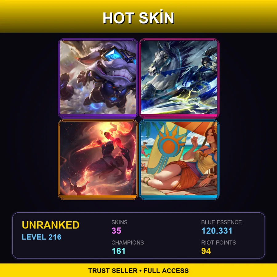 LAS | Lv216 | Unranked | 35 Skin | 161 Champ — LoL account