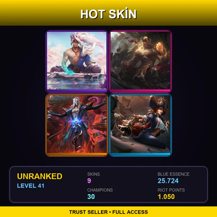 EUW | Lv41 | Unranked | 9 Skin | 30 Champ — LoL account
