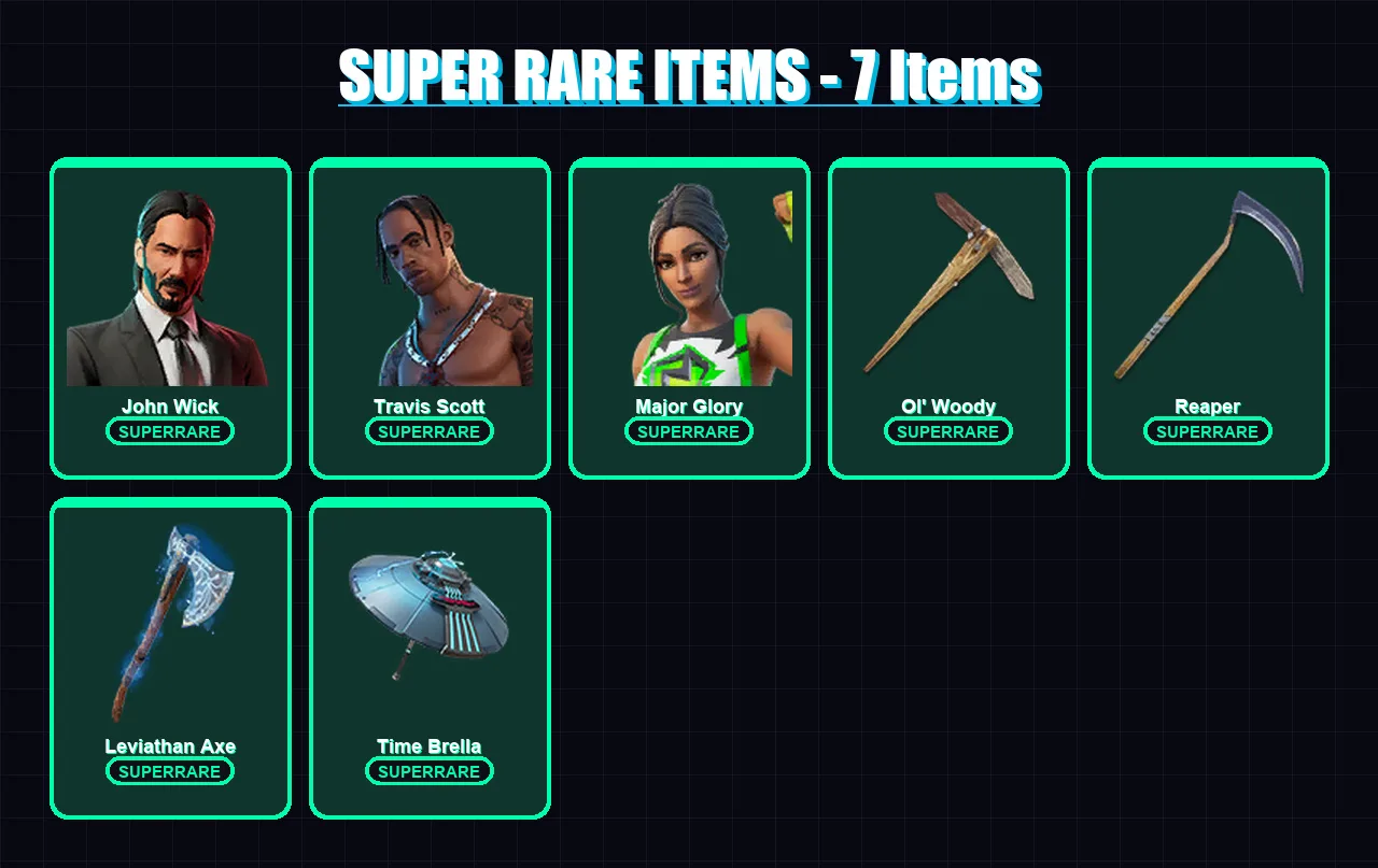 [PC/XBOX/PSN] | John Wick | Travis Scott | Major Glory | Nezumi | Renzo the Destroyer | 148 skin | 158 pickaxe | 121 emote | 130 glider | Lv2274