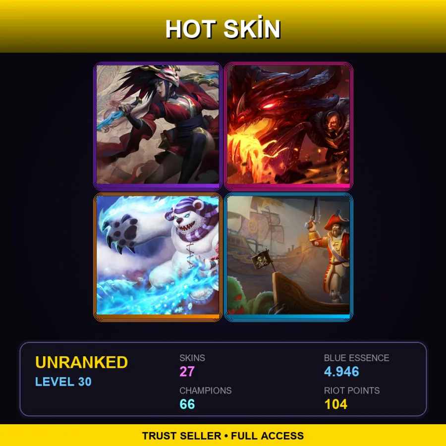 NA | Lv30 | Unranked | 27 Skin | 66 Champ — LoL account