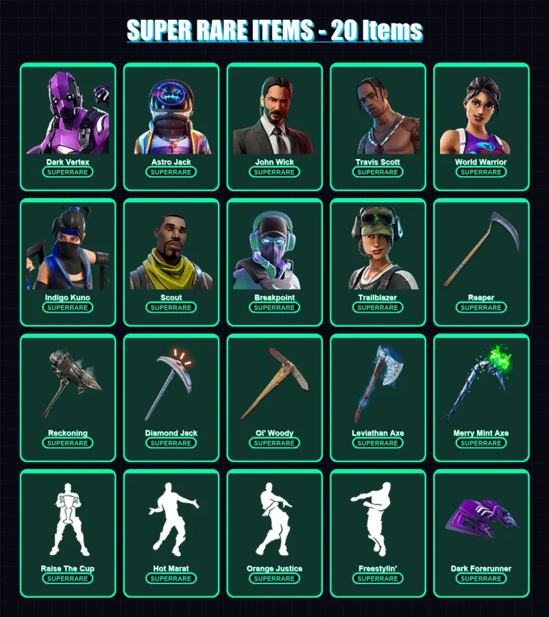 [PC/XBOX/PSN] | Dark Vertex | Astro Jack | John Wick | Travis Scott | World Warrior | 297 skin | 156 pickaxe | 176 emote | 101 glider | Lv1507 — Fortnite account