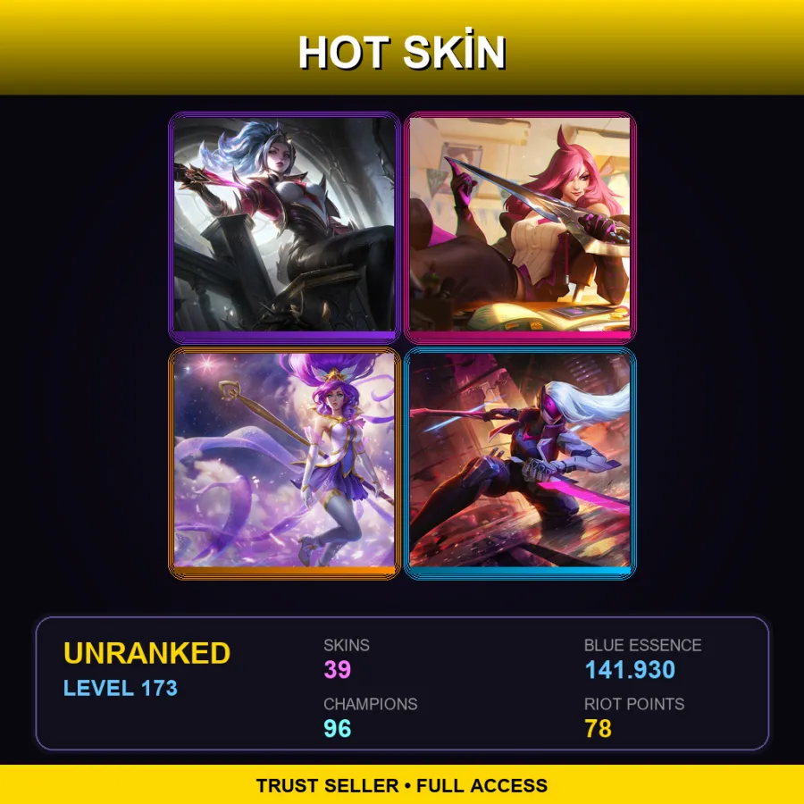 BR | Lv173 | Unranked | 39 Skin | 96 Champ — LoL account