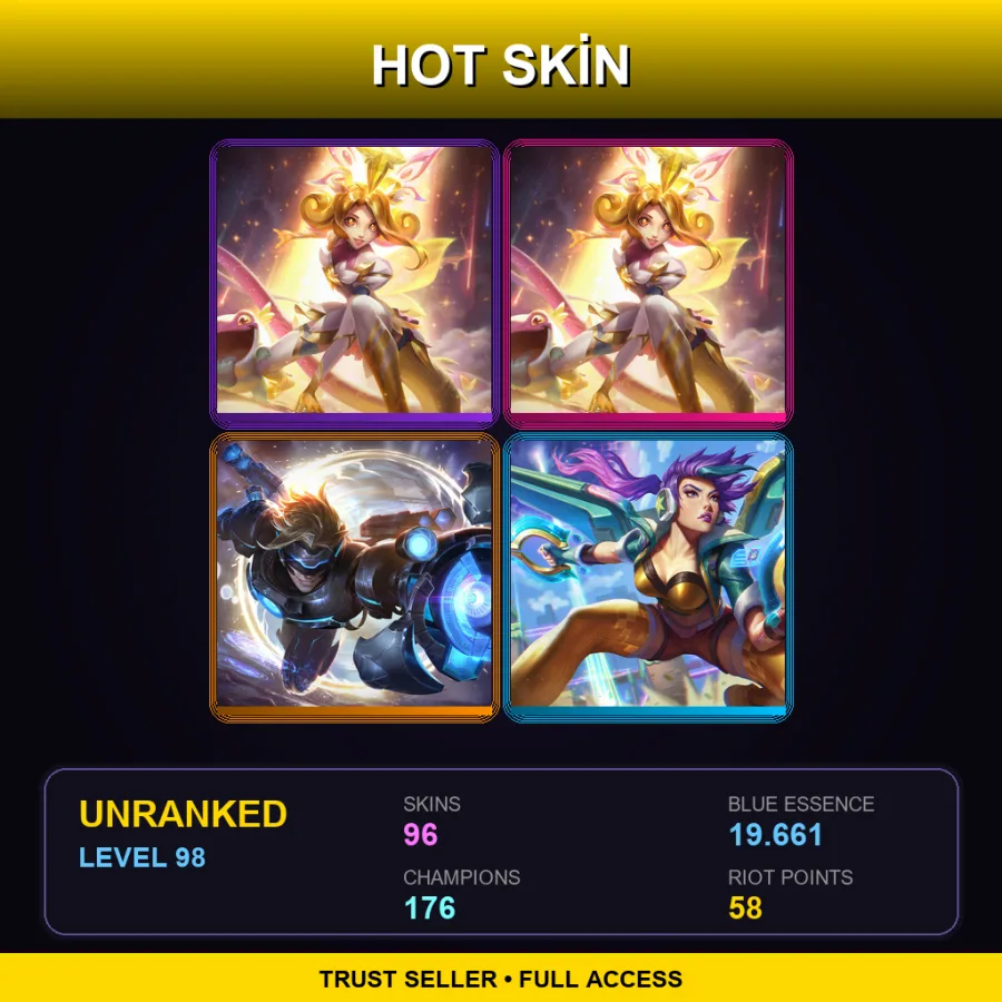 SG | Lv98 | Unranked | 96 Skin | 176 Champ