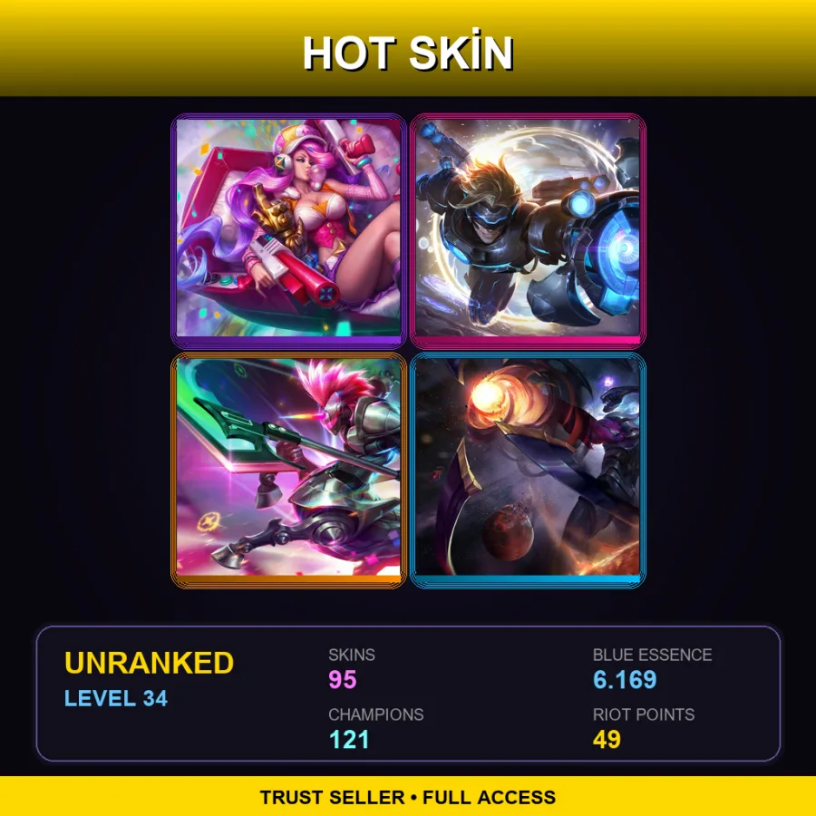 EUW | Lv34 | Unranked | 95 Skin | 121 Champ