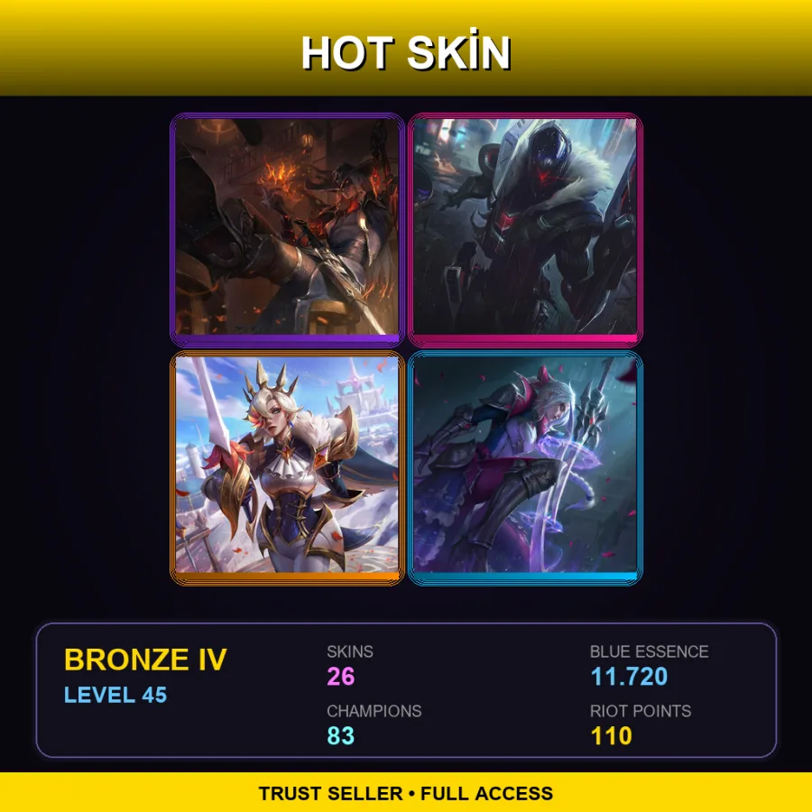 EUNE | Lv45 | Bronze IV | 26 Skin | 83 Champ — LoL account