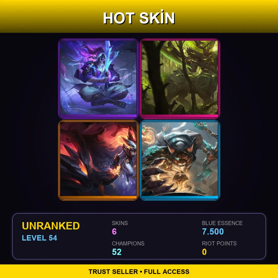 EUW | Lv54 | Unranked | 6 Skin | 52 Champ — Spirit Blossom Master Yi
