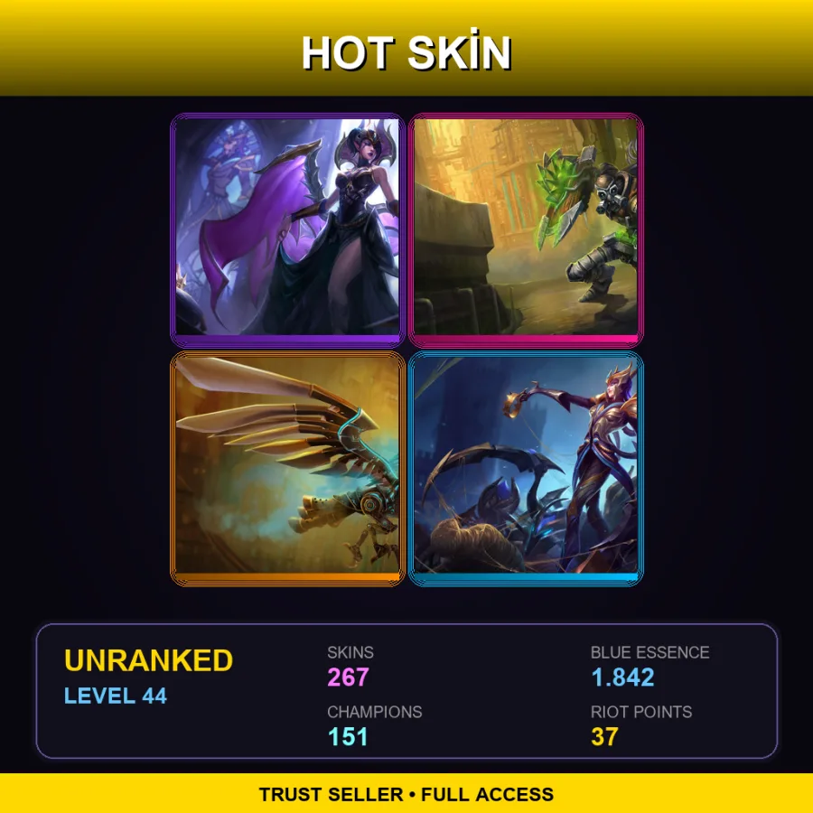 EUW | Lv44 | Unranked | 267 Skin | 151 Champ — LoL account