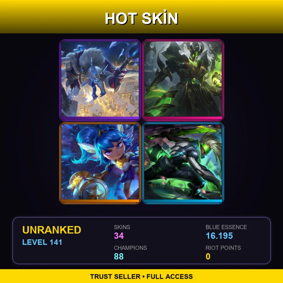 LAS | Lv141 | Unranked | 34 Skin | 88 Champ — Psyops Zed