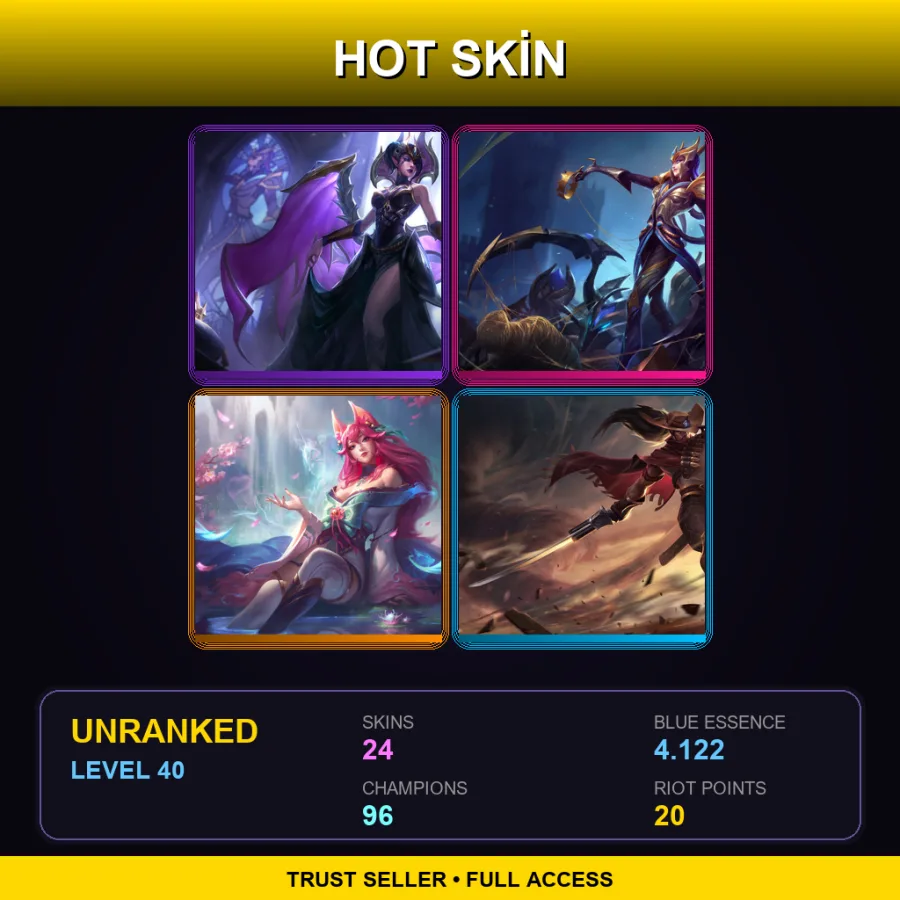 EUW | Lv40 | Unranked | 24 Skin | 96 Champ
