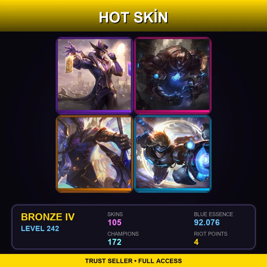 OCE | Lv242 | Bronze IV | 105 Skin | 172 Champ