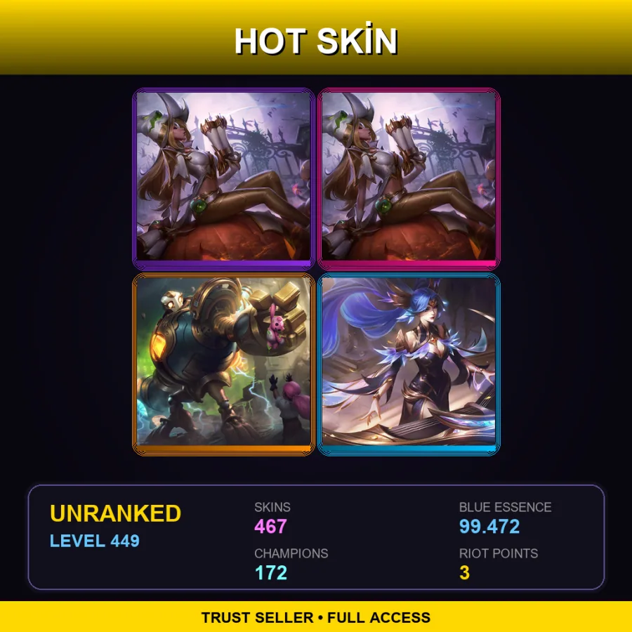 SG | Lv449 | Unranked | 467 Skin | 172 Champ