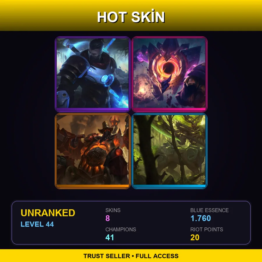 NA | Lv44 | Unranked | 8 Skin | 41 Champ — LoL account