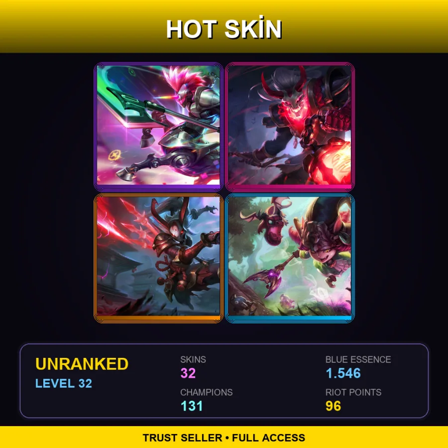 NA | Lv32 | Unranked | 32 Skin | 131 Champ — LoL account