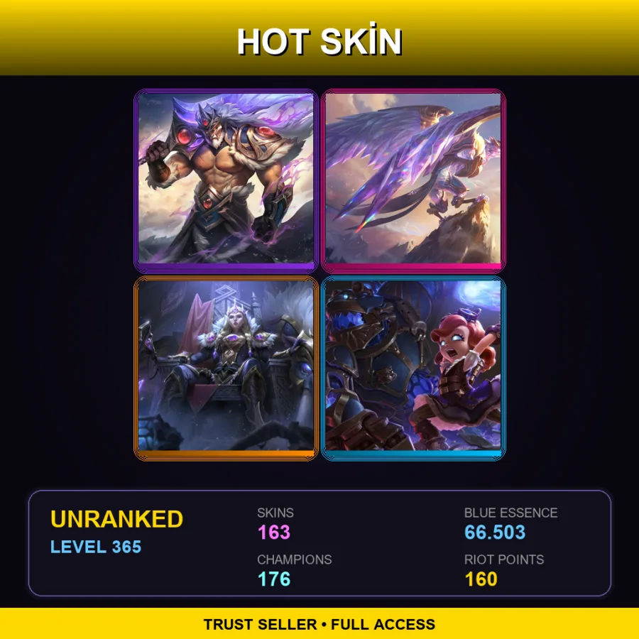 VN | Lv365 | Unranked | 163 Skin | 176 Champ
