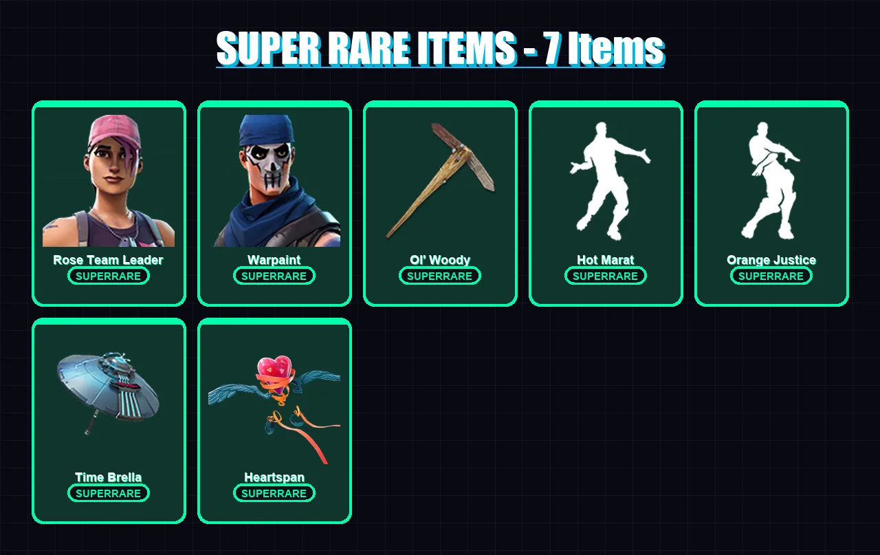 [PC/PSN] | Rose Team Leader | Warpaint | Carbide | Omegarok | Valeria | 48 skin | 63 pickaxe | 72 emote | 50 glider | Lv597