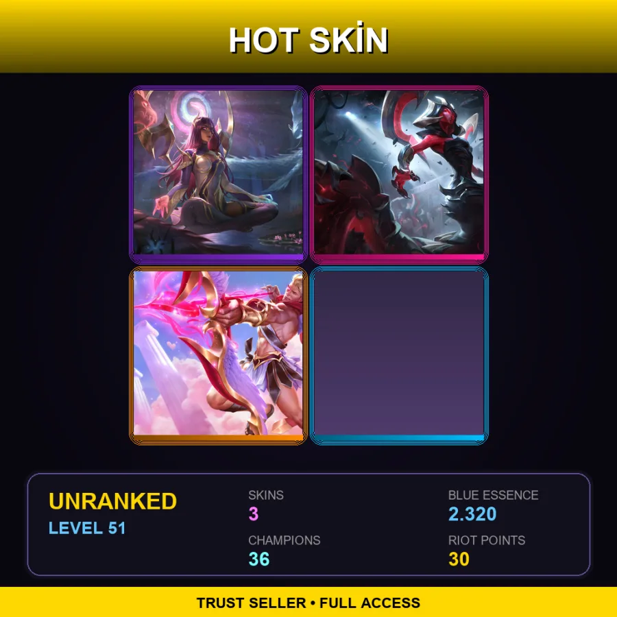 EUW | Lv51 | Unranked | 3 Skin | 36 Champ