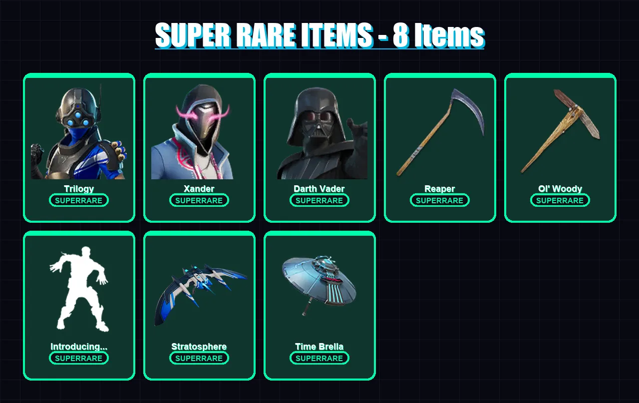 [PC/XBOX] | Trilogy | Xander | Darth Vader | Malik | Spectra Knight | 104 skin | 137 pickaxe | 110 emote | 115 glider | Lv1581