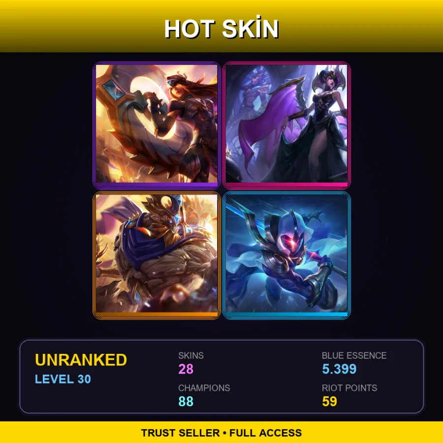 NA | Lv30 | Unranked | 28 Skin | 88 Champ
