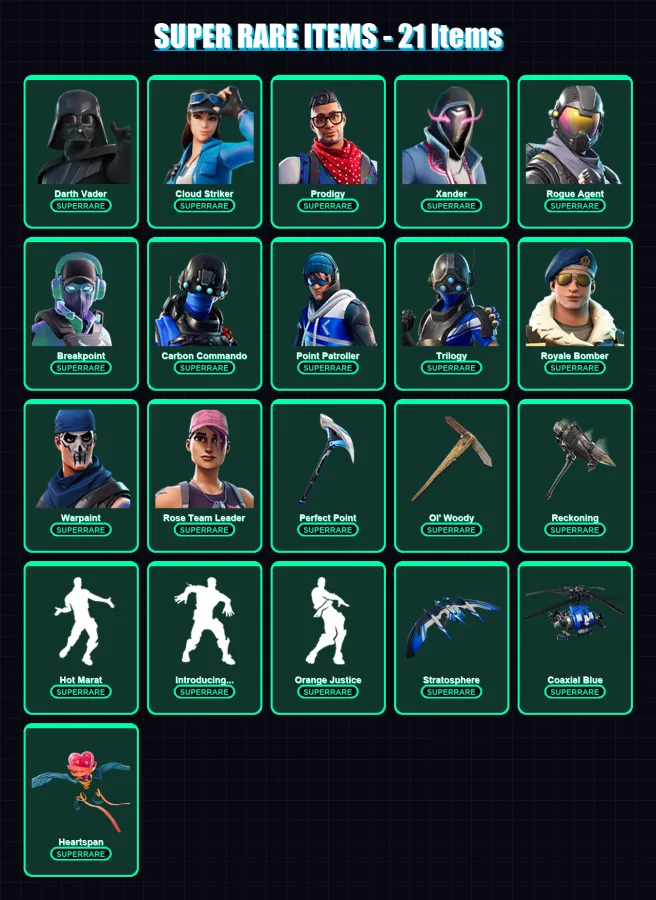[PC/XBOX/PSN] | Darth Vader | Cloud Striker | Prodigy | Xander | Rogue Agent | 295 skin | 232 pickaxe | 253 emote | 184 glider | Lv3393