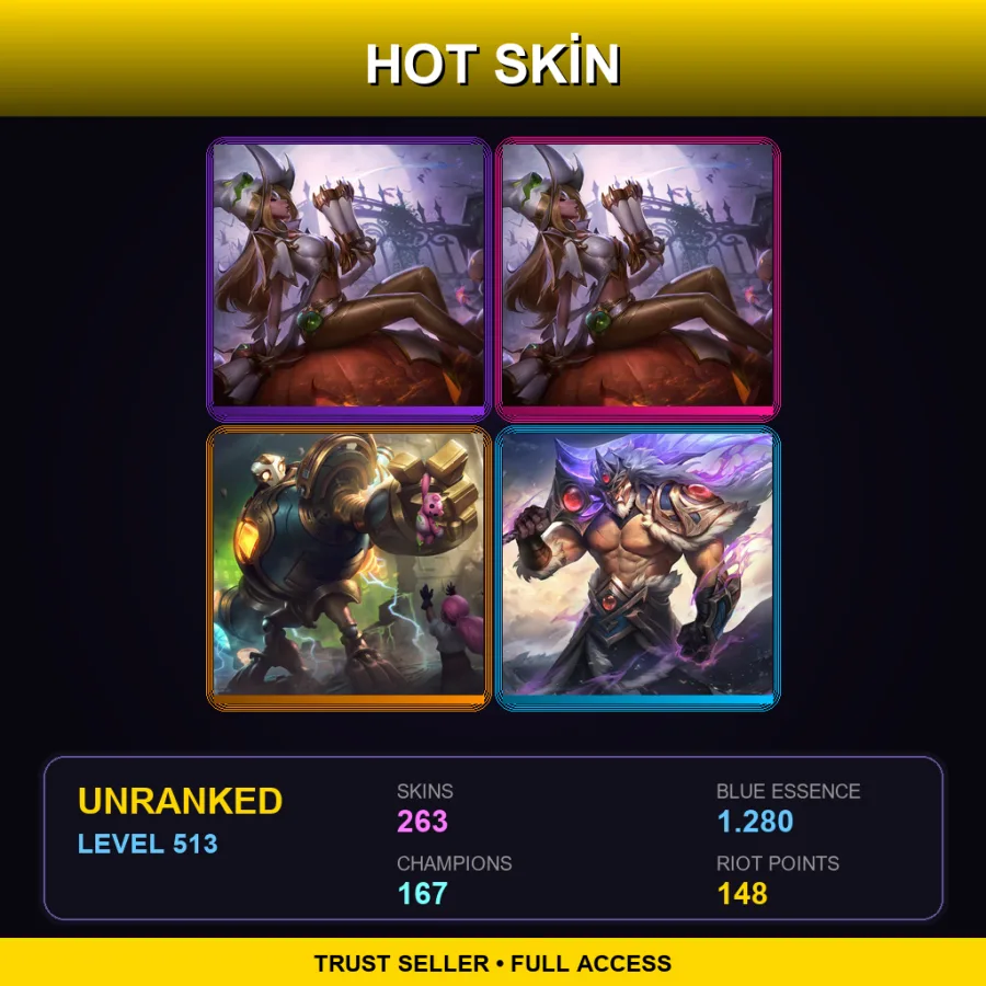 EUNE | Lv513 | Unranked | 263 Skin | 167 Champ — Worldbreaker Maokai