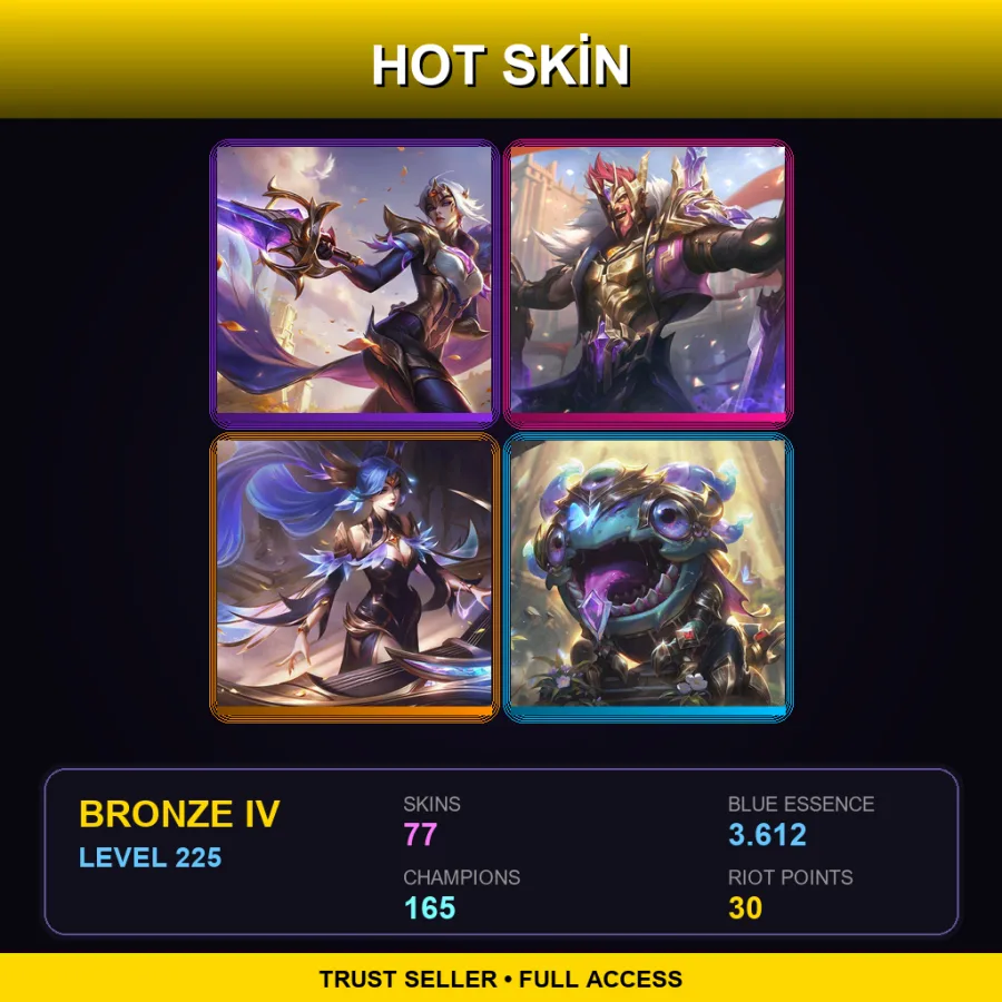 EUNE | Victorious Fiora | Victorious Draven | Victorious Sona | Victorious Kog'Maw | 77 Skin | 165 Champ | Bronze IV | Lv225