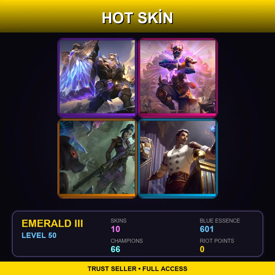 EUW | Lv50 | Emerald III | 10 Skin | 66 Champ