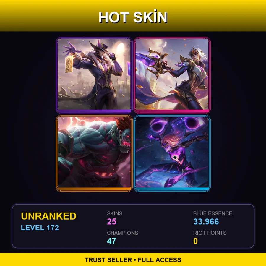 ME | Lv172 | Unranked | 25 Skin | 47 Champ — Unranked / Smurf League of Legends