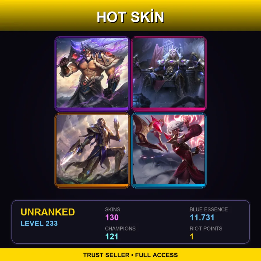 LAS | Lv233 | Unranked | 130 Skin | 121 Champ