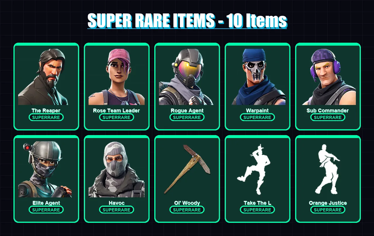 [PS4/PS5/XBOX/PC] | The Reaper | Rose Team Leader | Rogue Agent | Warpaint | Sub Commander | 40 skin | 26 pickaxe | 24 emote | 26 glider | Lv261