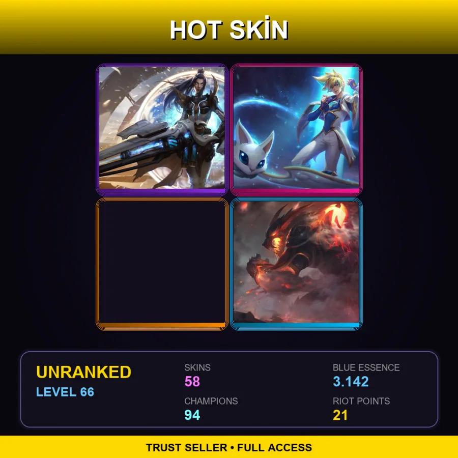 EUW | Lv66 | Unranked | 58 Skin | 94 Champ