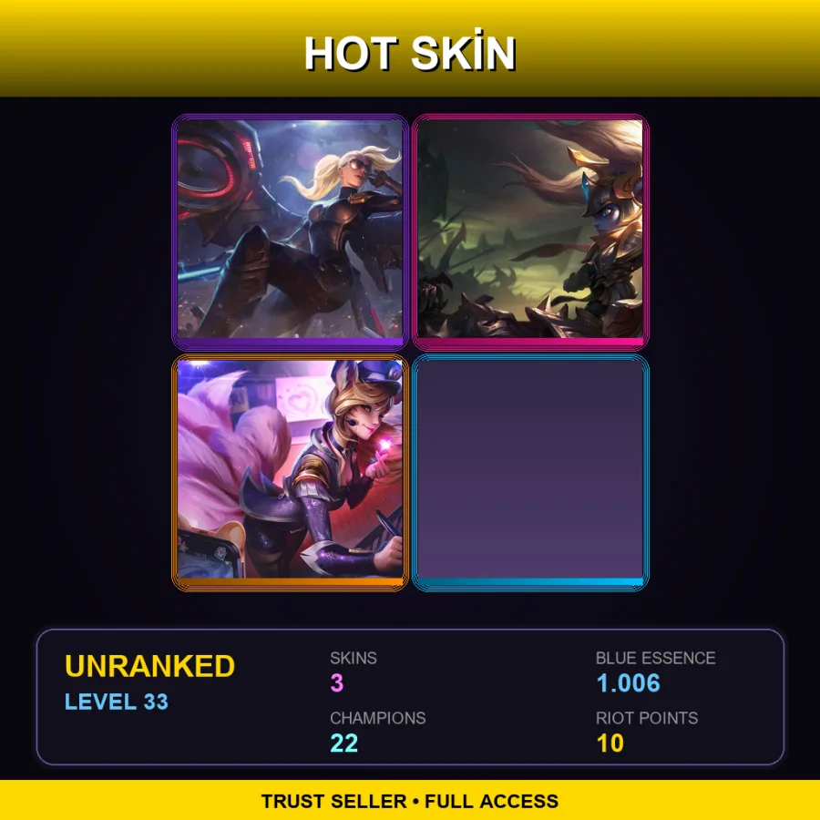 TR | Lv33 | Unranked | 3 Skin | 22 Champ