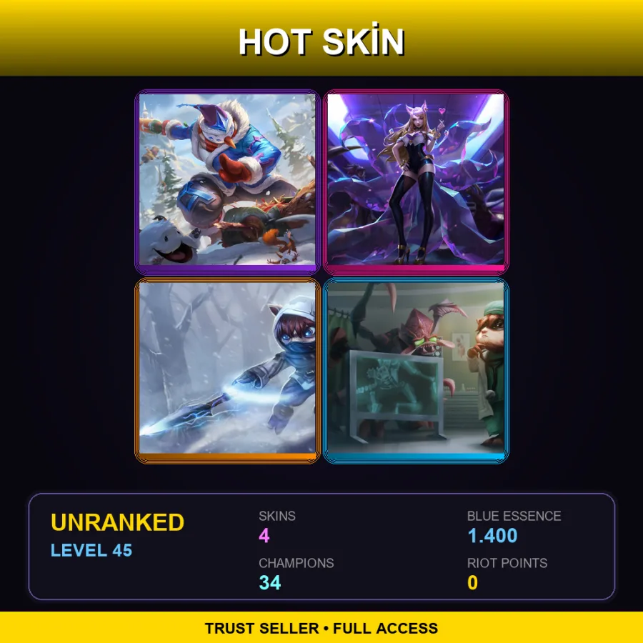LAS | Lv45 | Unranked | 4 Skin | 34 Champ