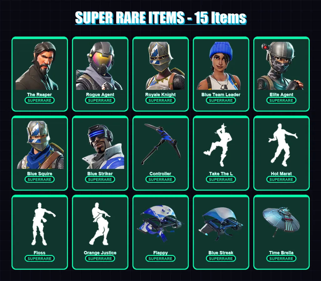 [PS4/PS5/XBOX/PC] | The Reaper | Rogue Agent | Royale Knight | Blue Team Leader | Elite Agent | 37 skin | 39 pickaxe | 63 emote | 47 glider | Lv808
