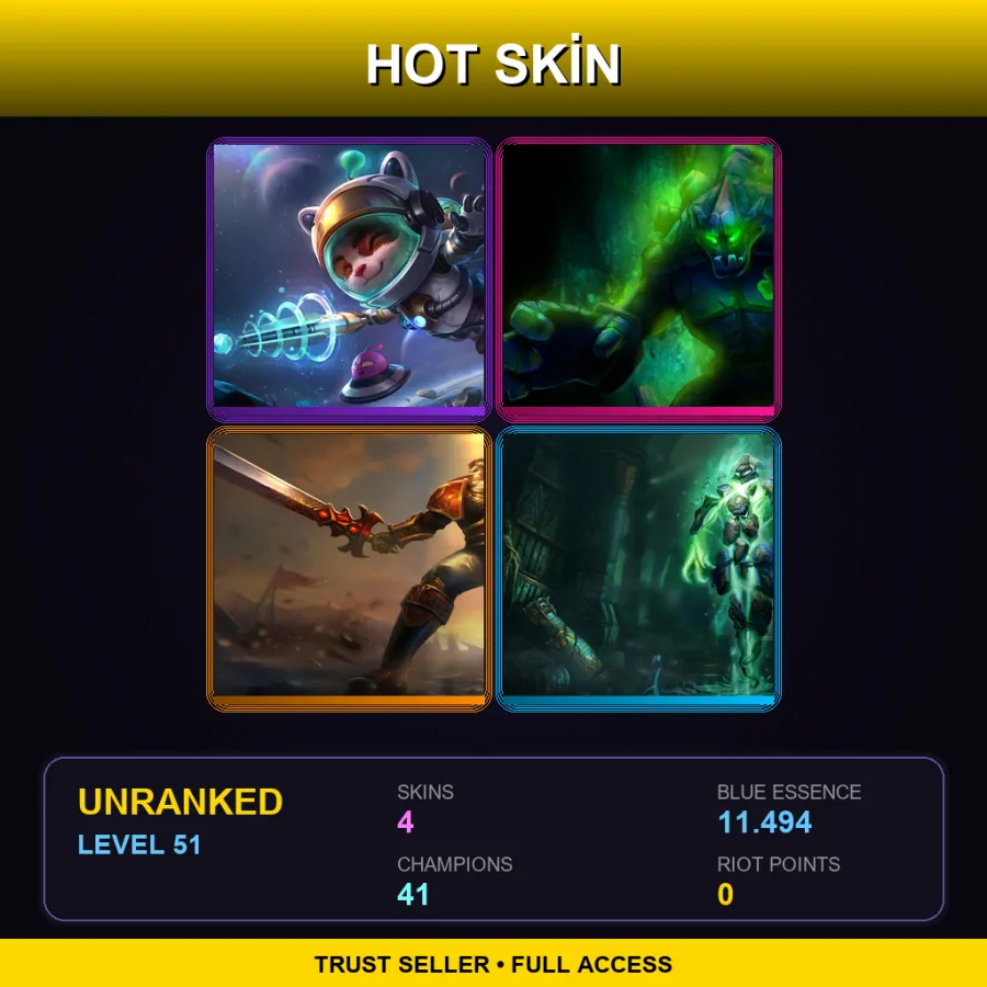 TR | Lv51 | Unranked | 4 Skin | 41 Champ