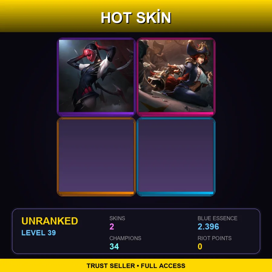 EUW | Lv39 | Unranked | 2 Skin | 34 Champ