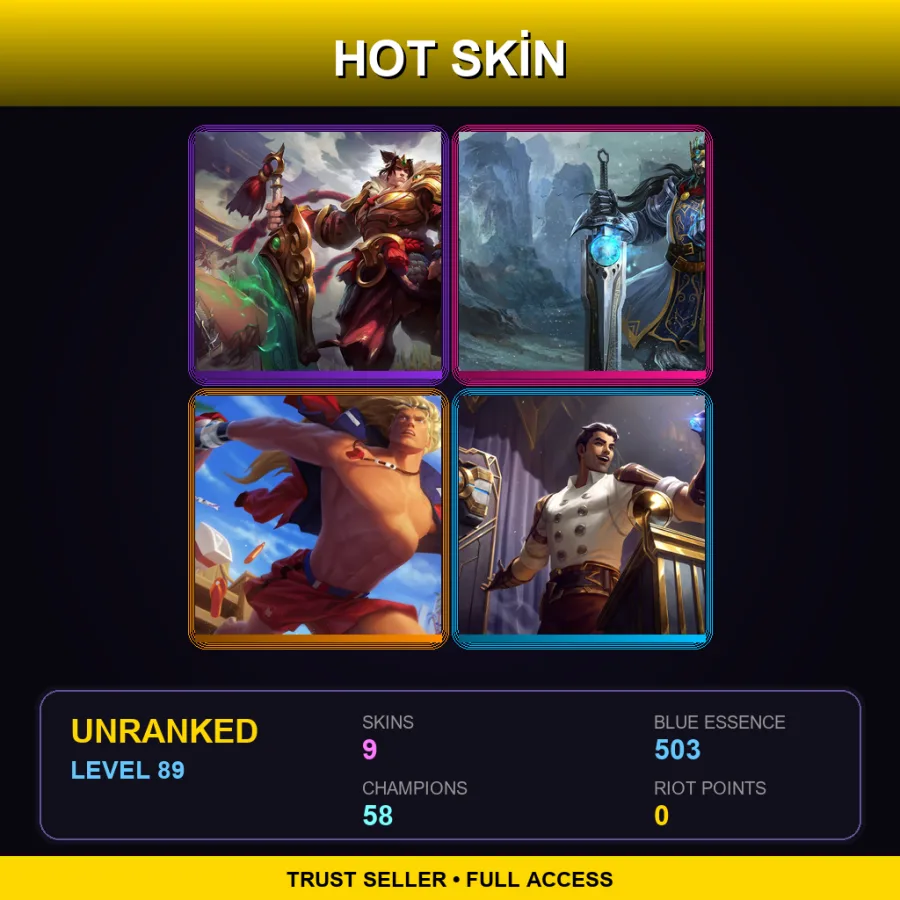 LAS | Lv89 | Unranked | 9 Skin | 58 Champ — Unranked / Smurf League of Legends