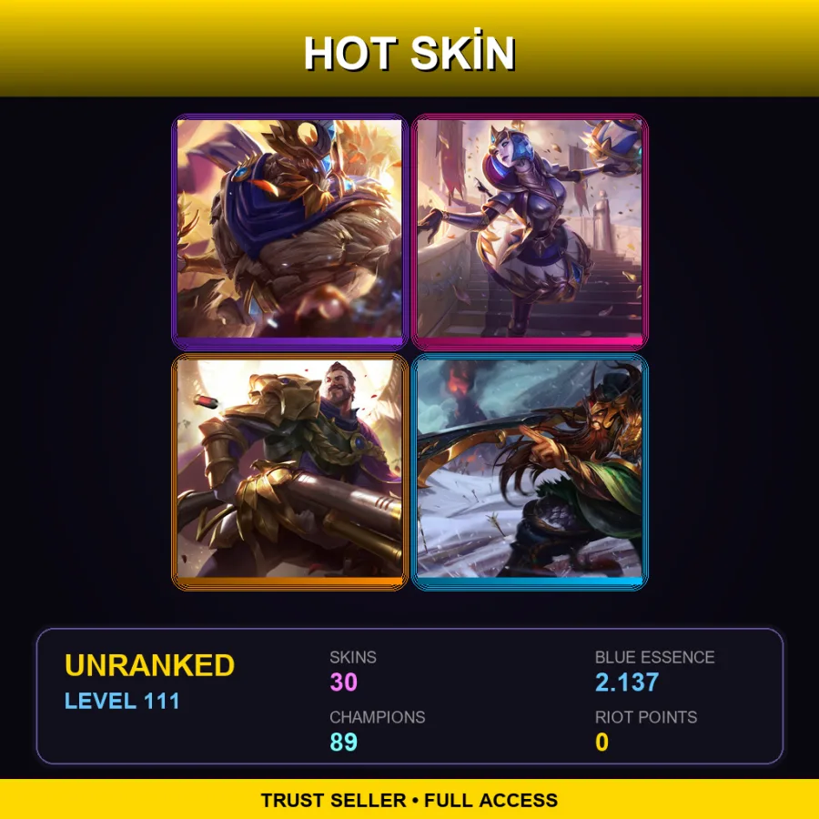 VN | Lv111 | Unranked | 30 Skin | 89 Champ — Molten Rammus