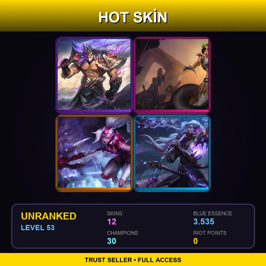 EUNE | Lv53 | Unranked | 12 Skin | 30 Champ