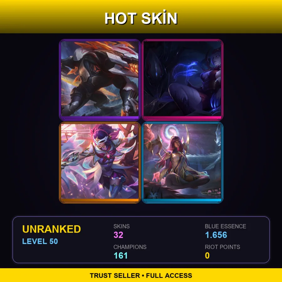 ME | Lv50 | Unranked | 32 Skin | 161 Champ — LoL account