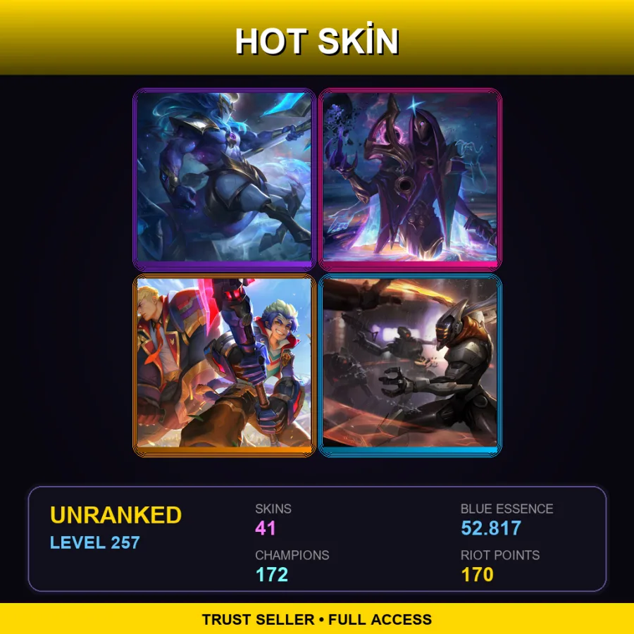 EUW | Lv257 | Unranked | 41 Skin | 172 Champ