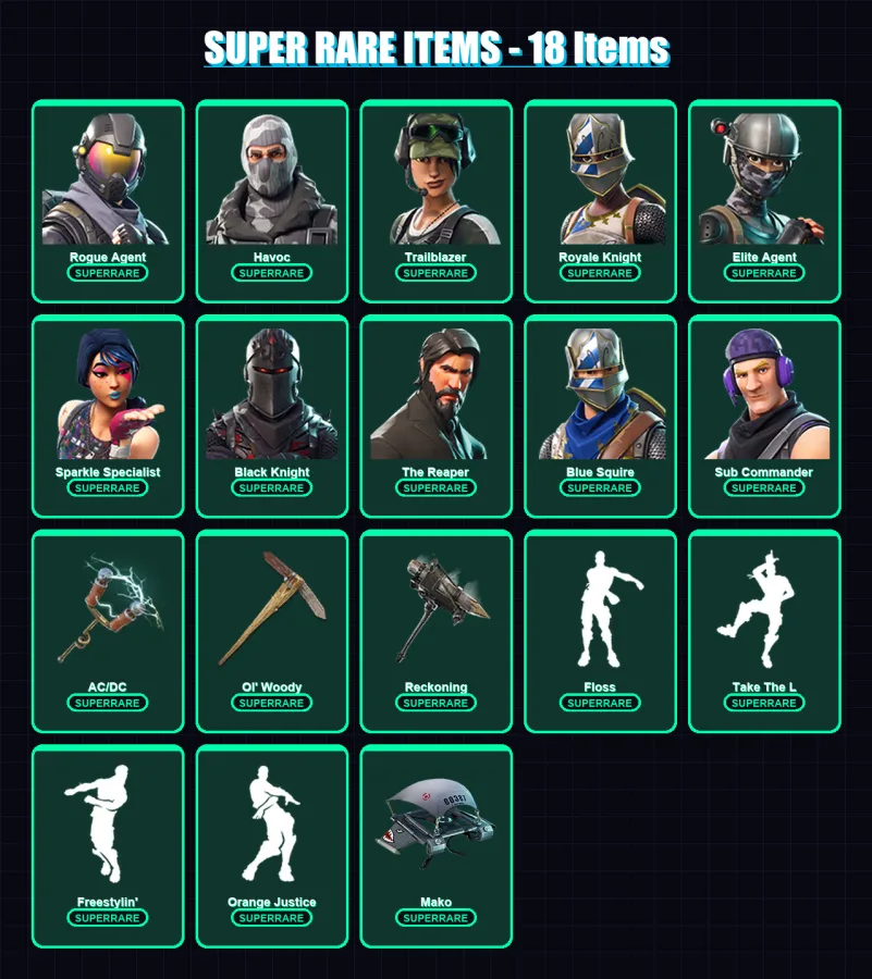 [PC/PSN] | Rogue Agent | Havoc | Trailblazer | Royale Knight | Elite Agent | 79 skin | 71 pickaxe | 69 emote | 76 glider | Lv1073