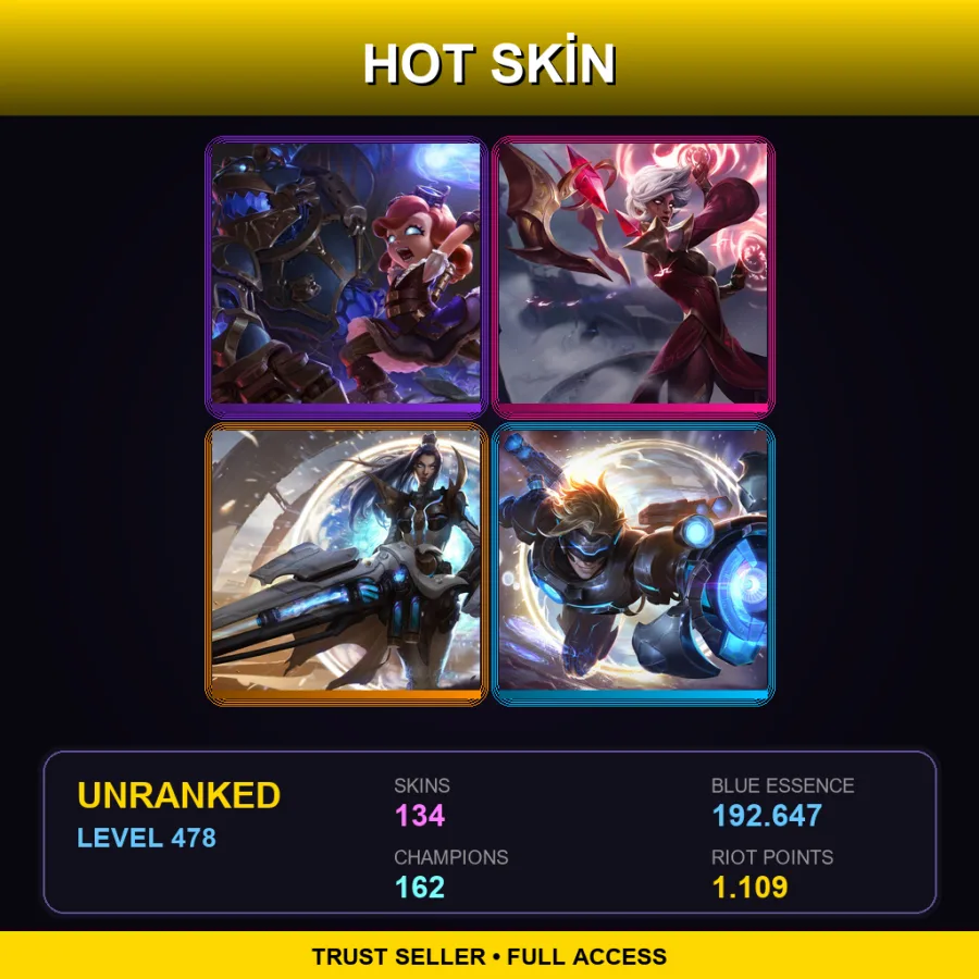 JP | Lv478 | Unranked | 134 Skin | 162 Champ — LoL account