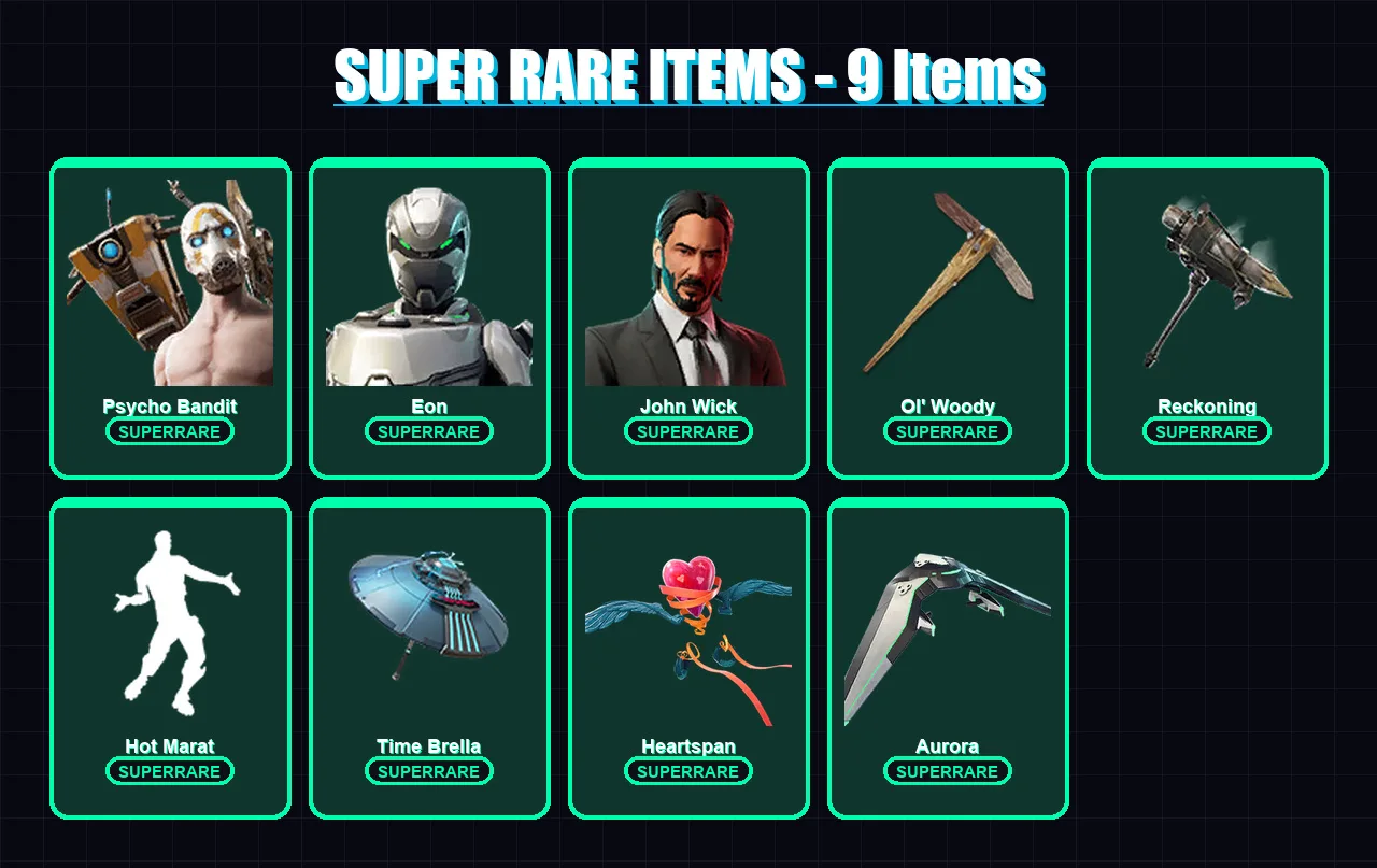 [PC] | Psycho Bandit | Eon | John Wick | Ultima Knight | Inferno | 285 skin | 265 pickaxe | 192 emote | 163 glider | Lv1520