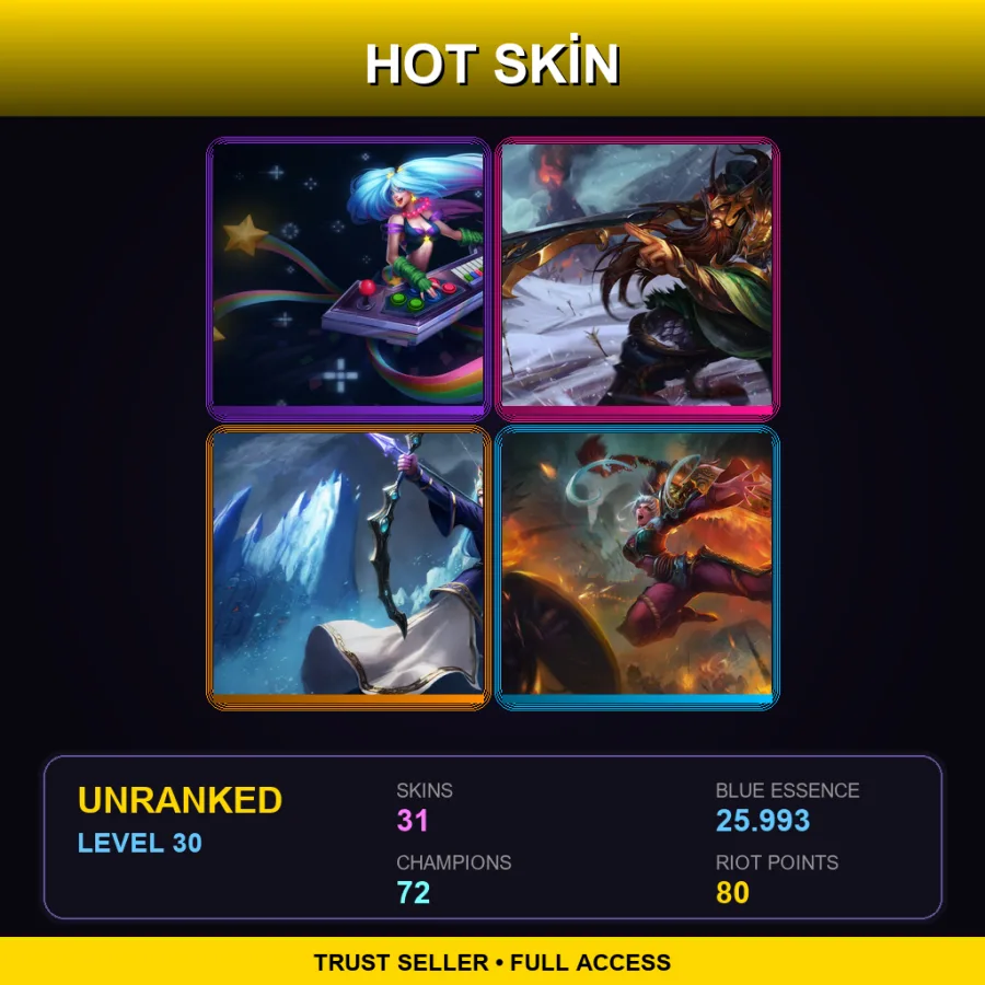 SG | Lv30 | Unranked | 31 Skin | 72 Champ