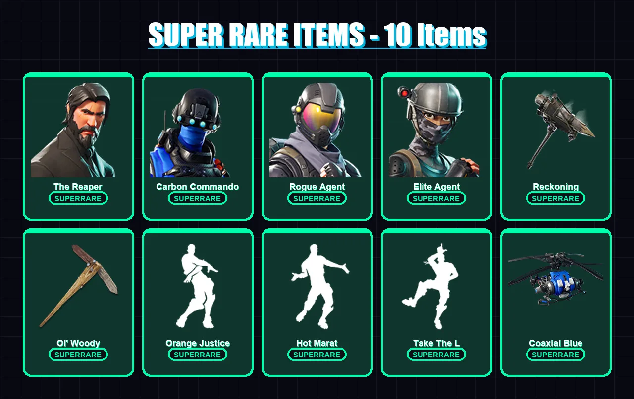 [PC/XBOX/PSN] | The Reaper | Carbon Commando | Rogue Agent | Elite Agent | Dire | 85 skin | 68 pickaxe | 91 emote | 73 glider | Lv1042