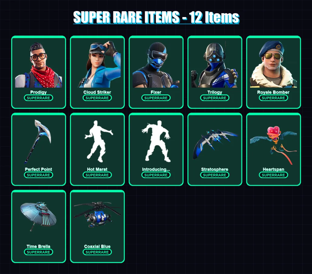 [PS4/PS5/XBOX/PC] | Prodigy | Cloud Striker | Fixer | Trilogy | Royale Bomber | 112 skin | 119 pickaxe | 120 emote | 104 glider | Lv1176 — Fortnite account