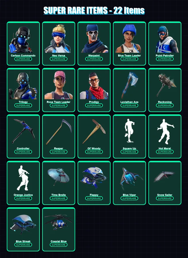 [PS4/PS5/XBOX/PC] | Carbon Commando | Neo Versa | Warpaint | 110 skin | Lv2774